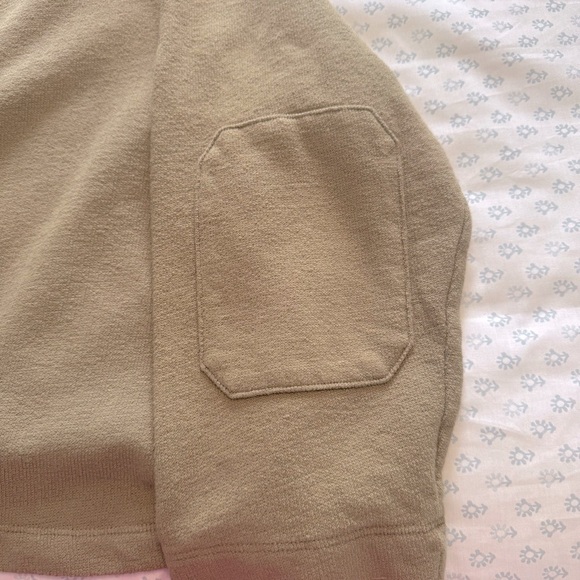 Madewell Shoulder Button Elbow Patch Long Sleeve Tan Top Size Small - Picture 6 of 7